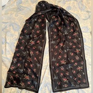 NWT Black (with flowers) Ralph Lauren silk scarf 🌺 🌸